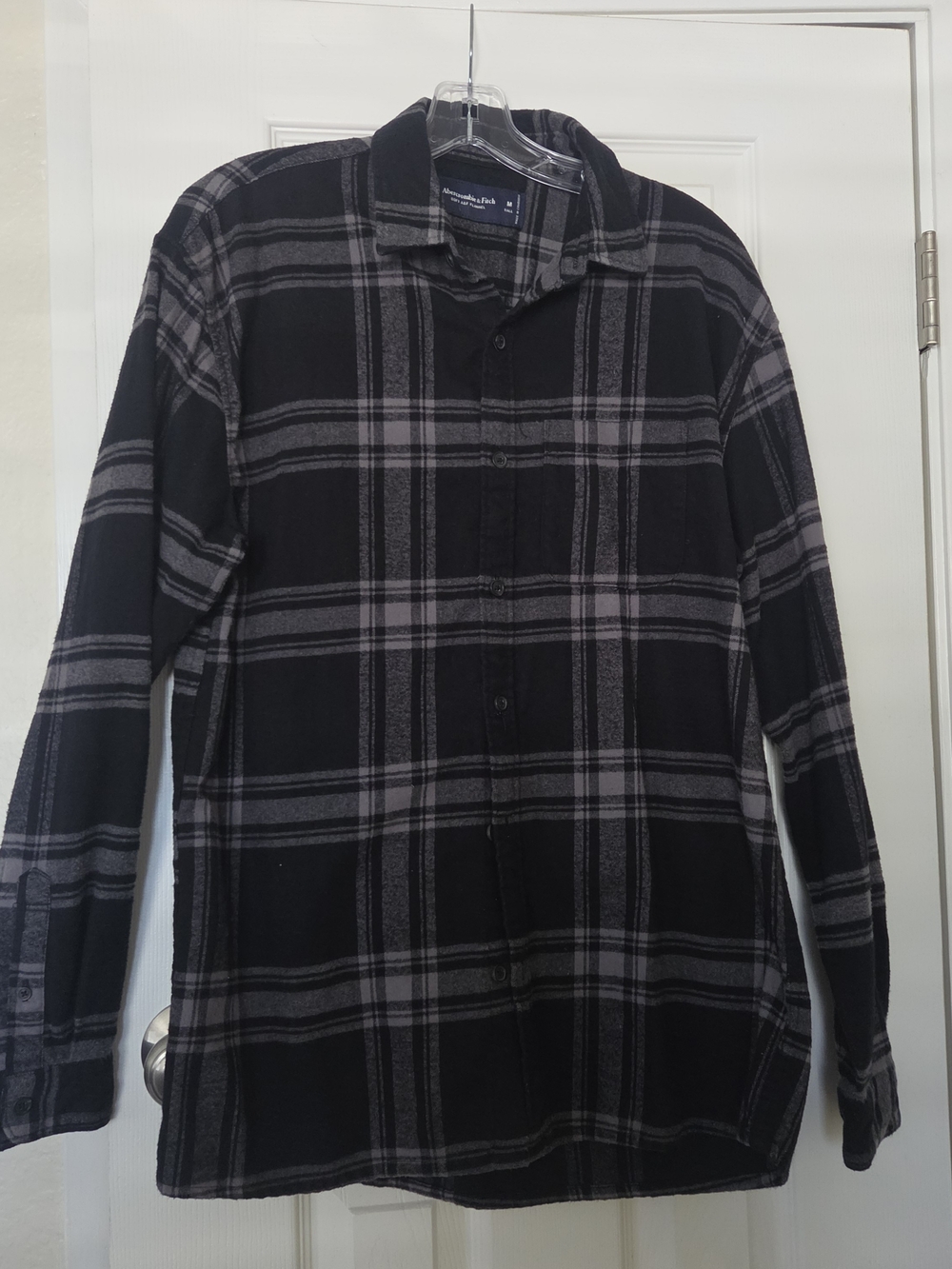 Abercrombie & Fitch Black and Gray Plaid Button-Down Shirt